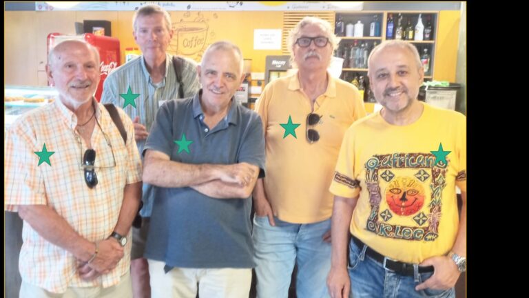 De maldekstre dekstren: Pepe Manzanera (Cheste), Dennis Keefe, Luis Salag Laguarda, Elías kaj Jau.