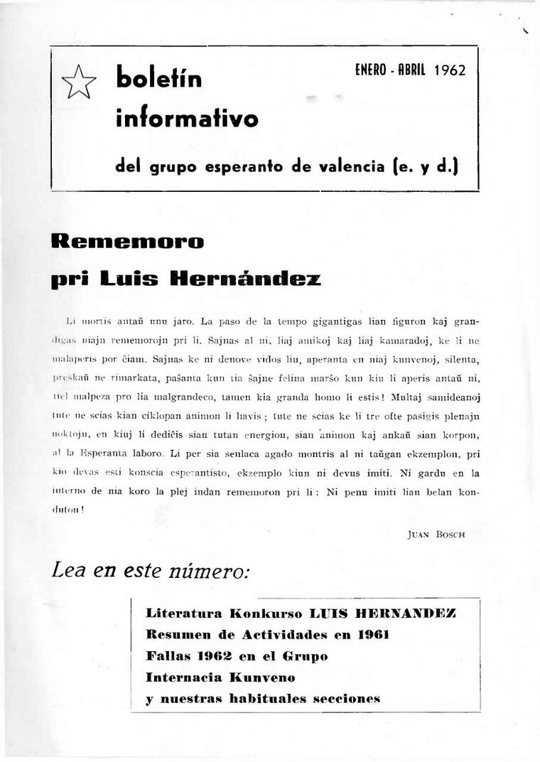 Coberta de Valencia Luno núm. 1-4, gener de 1962.