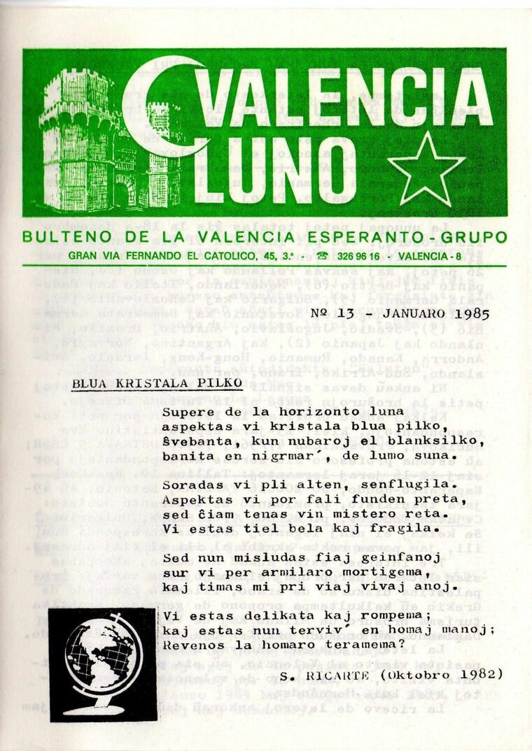 Coberta de Valencia Luno núm. 13, gener de 1985.