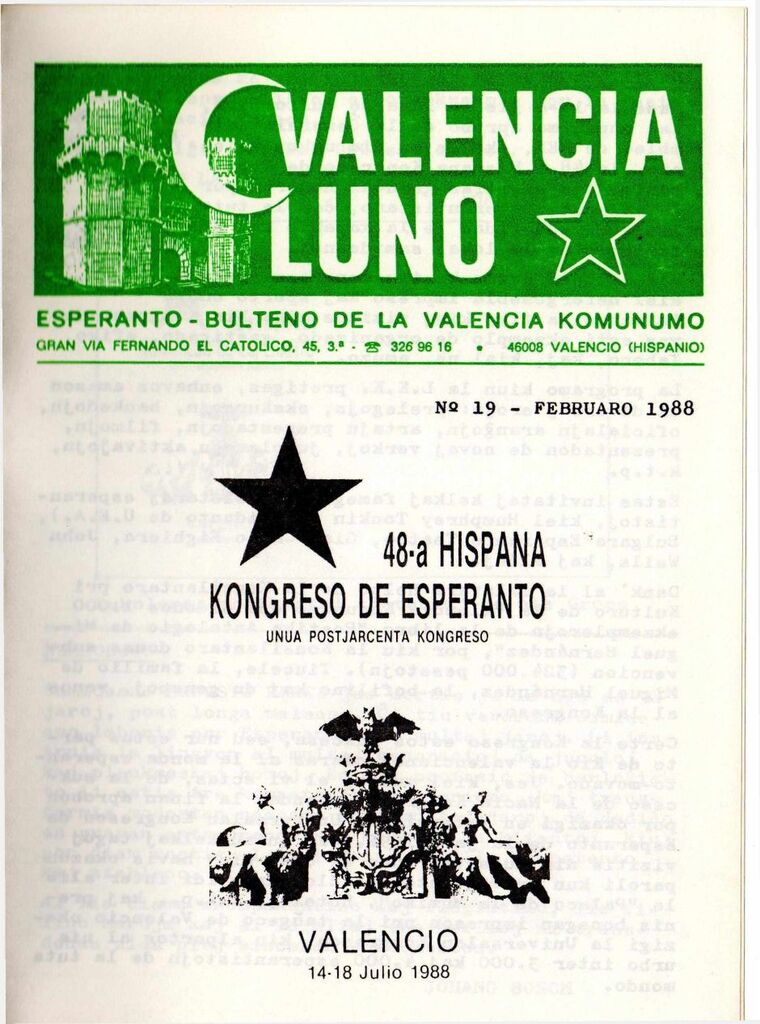 Coberta de Valencia Luno núm. 19, febrer de 1988.