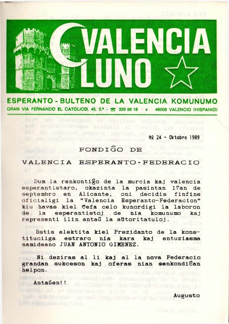 Coberta de Valencia Luno núm. 24, octubre de 1989.