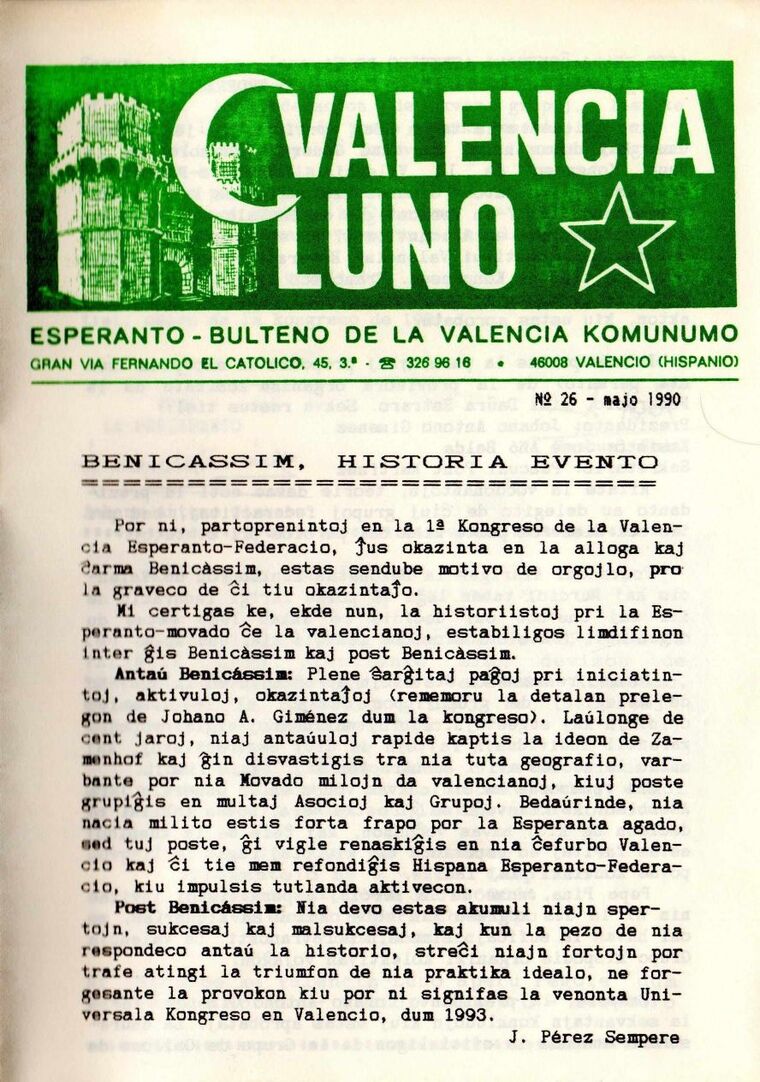 Coberta de Valencia Luno núm. 26, maig de 1990.