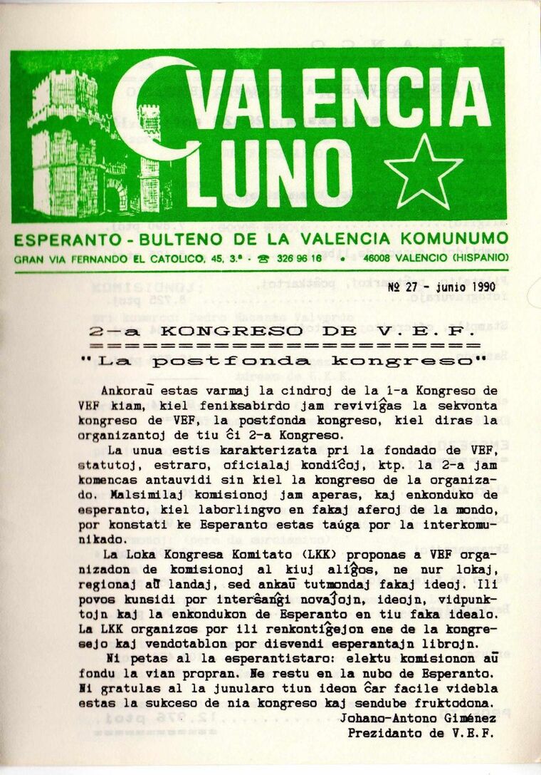 Coberta de Valencia Luno núm. 27, juny de 1990.