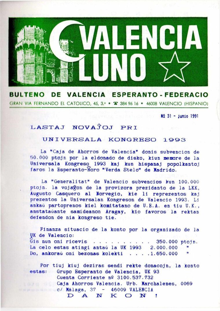 Coberta de Valencia Luno núm. 31, juny de 1991.