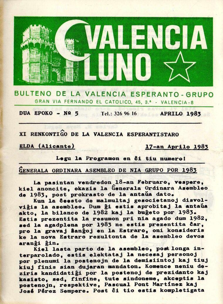 Coberta de Valencia Luno núm. 5, abril de 1983.