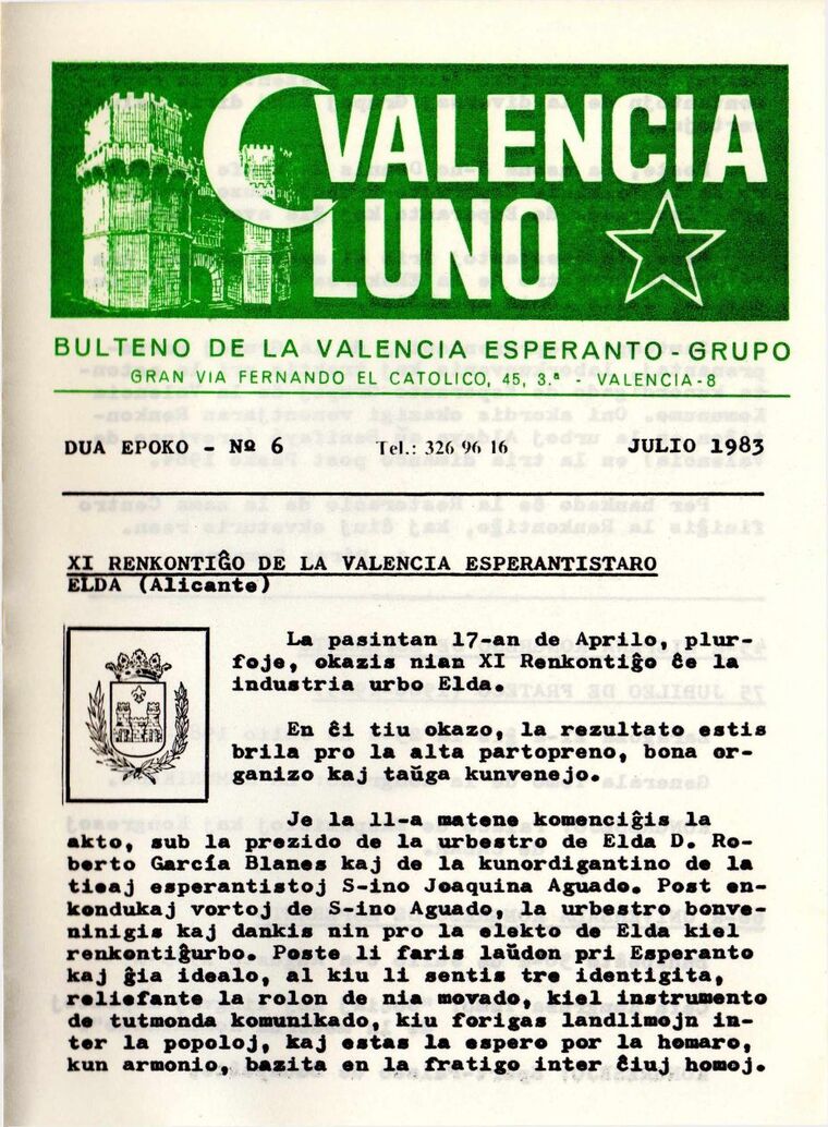 Coberta de Valencia Luno núm. 6, juliol de 1983.