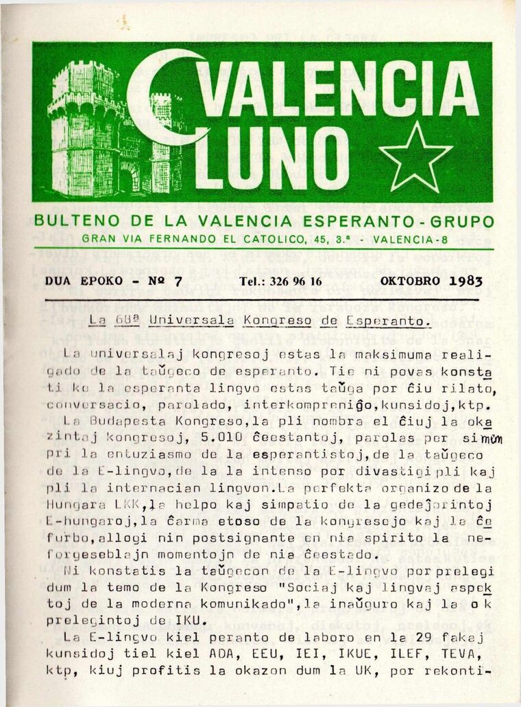 Coberta de Valencia Luno núm. 7, octubre de 1983.