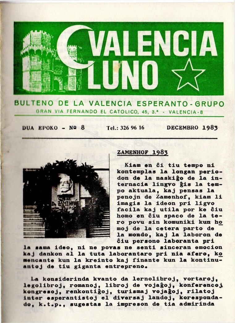 Coberta de Valencia Luno núm. 8, desembre de 1983.