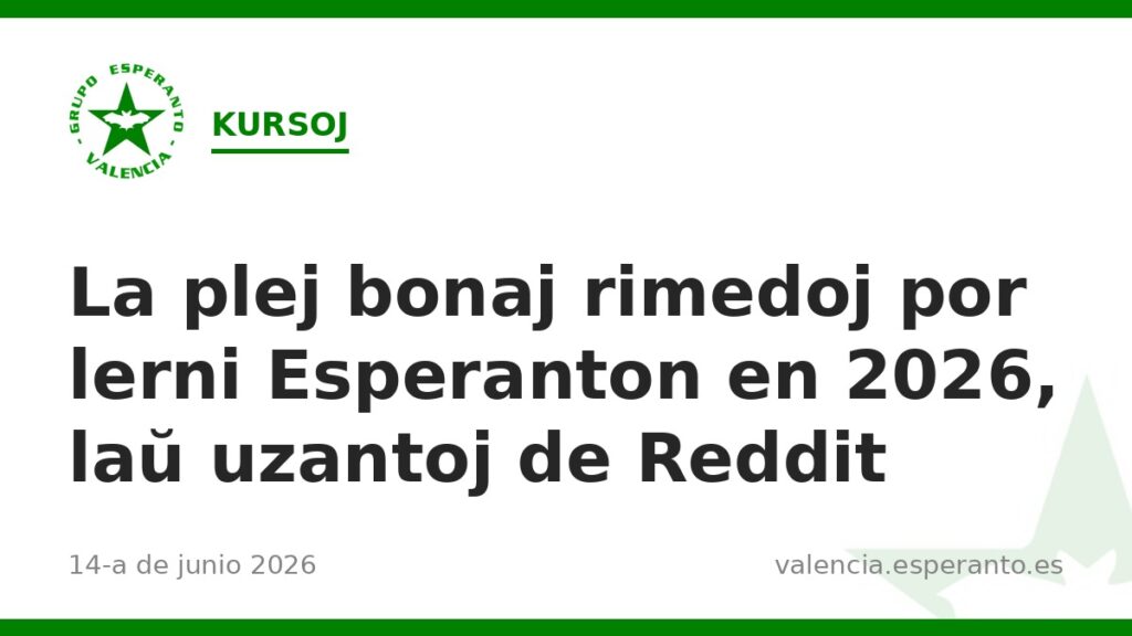 La plej bonaj rimedoj por lerni Esperanton en 2026, laŭ uzantoj de Reddit