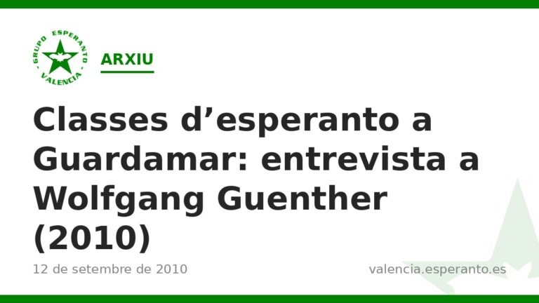 Classes d'esperanto a Guardamar: entrevista a Wolfgang Guenther (2010)