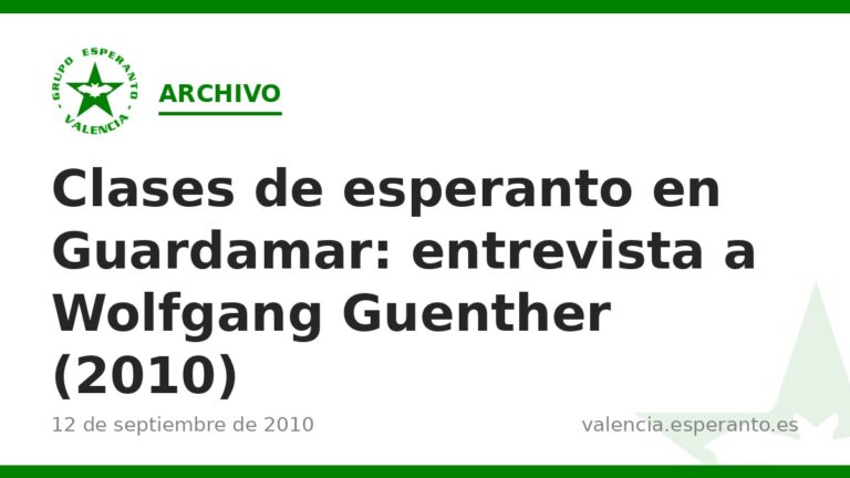 Clases de esperanto en Guardamar: entrevista a Wolfgang Guenther (2010)