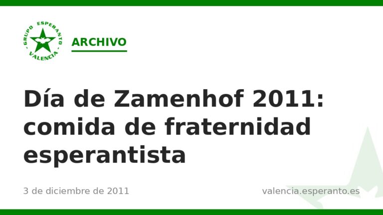 Día de Zamenhof 2011: comida de fraternidad esperantista