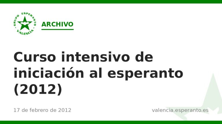 Curso intensivo de iniciación al esperanto (2012)