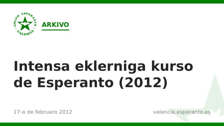 Intensa eklerniga kurso de Esperanto (2012)