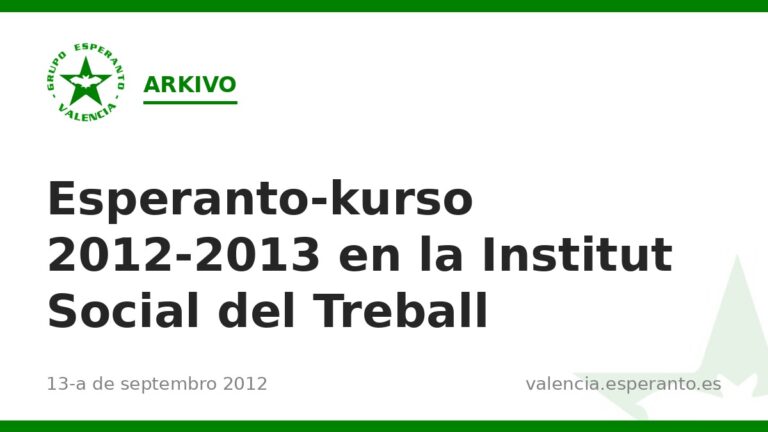 Esperanto-kurso 2012-2013 en la Institut Social del Treball