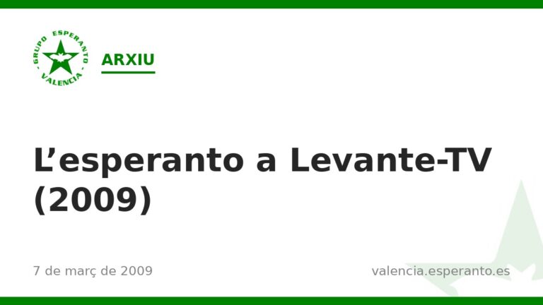 L'esperanto a Levante-TV (2009)