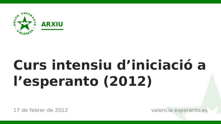 Curs intensiu d'iniciació a l'esperanto (2012)