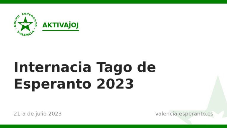 Internacia Tago de Esperanto 2023