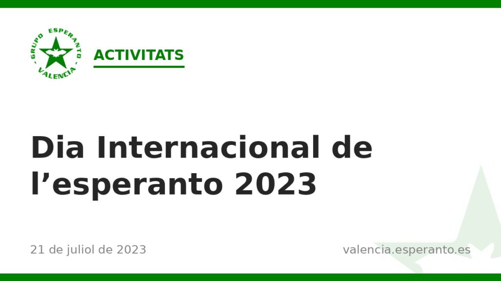 Dia Internacional de l'esperanto 2023