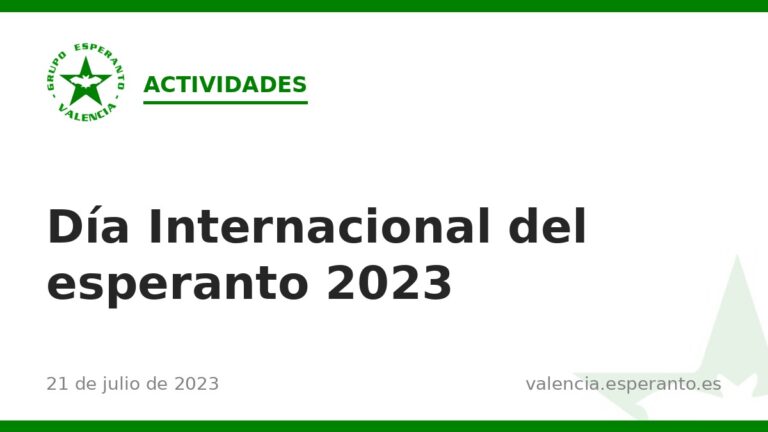 Día Internacional del esperanto 2023