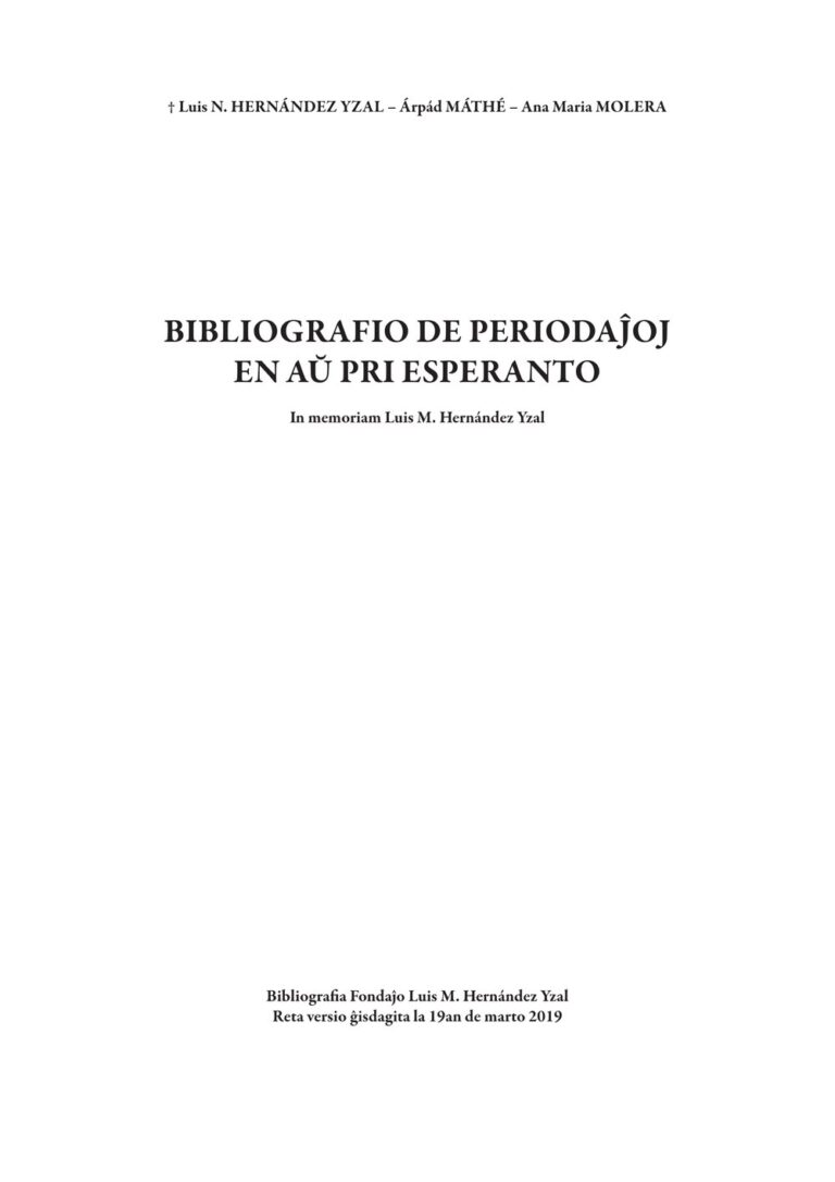 La portada de la versió en línia de 2019, amb la creu davant del nom de Hernández Yzal i el segell de la Fundació Bibliogràfica que porta el seu nom.