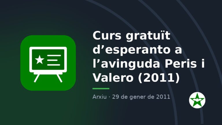 Curs gratuït d'esperanto a l'avinguda Peris i Valero (2011)