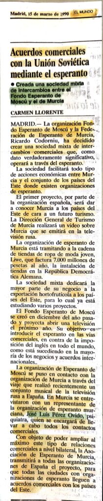 Esperanto per a vendre a l’Est: la societat mixta de Múrcia i Moscou