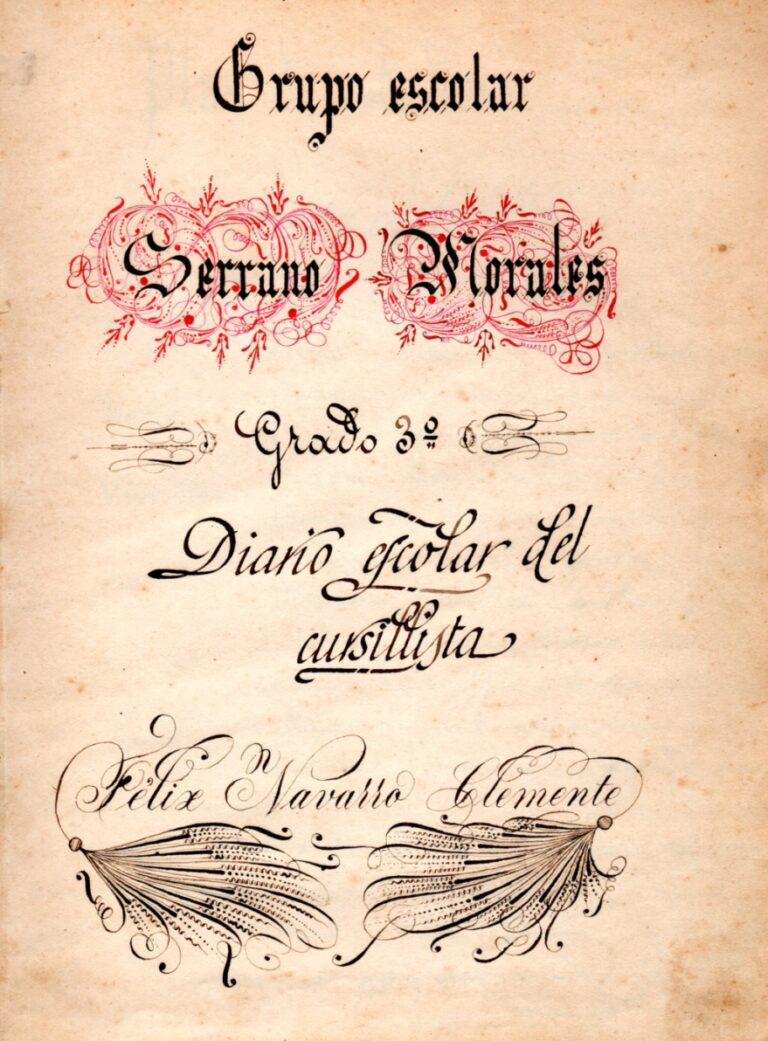 «Diario escolar del cursillista», Grup Escolar Serrano Morales, grau 3r, firmat per Félix Navarro Clemente. La família el data en 1932.