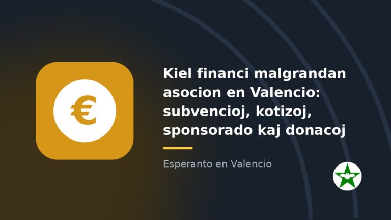 Karto kun blanka eŭro-monero sur sukcena kvadrato kaj la titolo de la gvidilo pri financado de malgranda asocio
