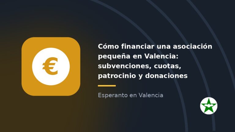 Tarjeta con una moneda de euro blanca sobre un cuadro ámbar y el título de la guía para financiar una asociación pequeña