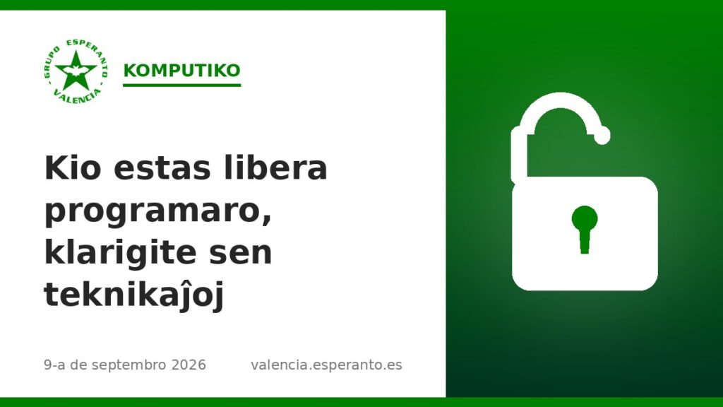 Malfermita pendseruro, blanka sur verda fono, apud la titolo de la artikolo.