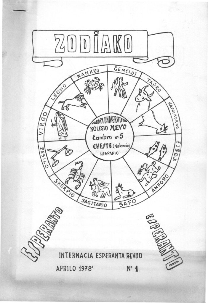 Zodiako, la esperanta revuo de la lernantoj de Cheste