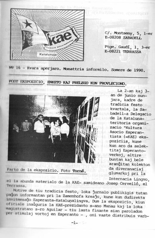 Portada del KAE-Informilo N.º 16, verano de 1990.