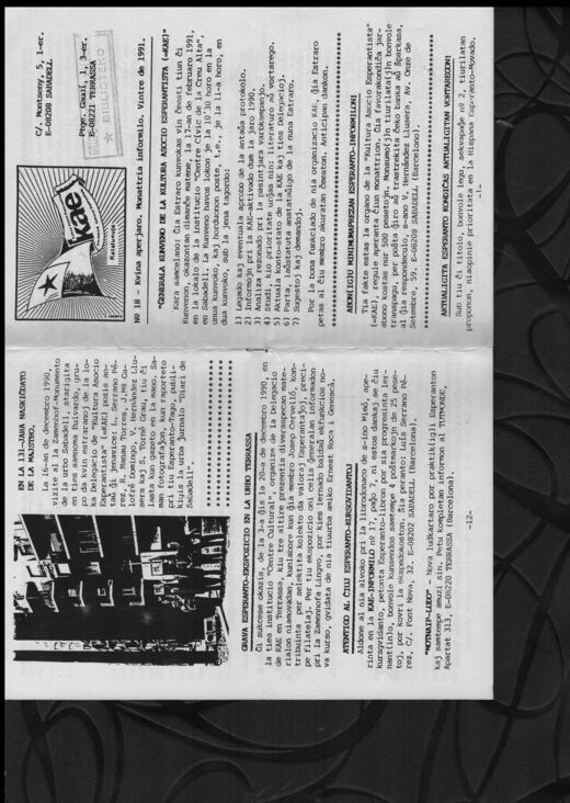 Portada del KAE-Informilo N.º 18, invierno de 1991.
