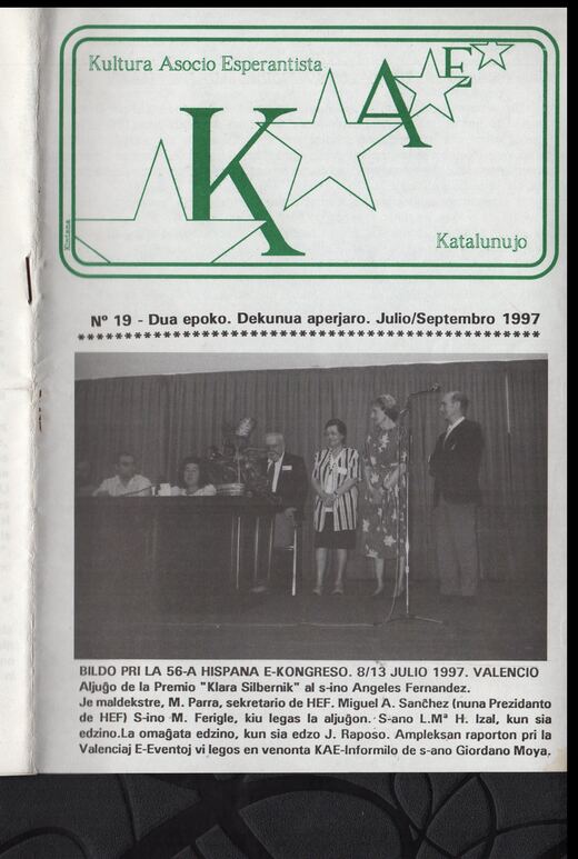 Portada del KAE-Informilo 2.ª época, n.º 19, julio-septiembre de 1997.