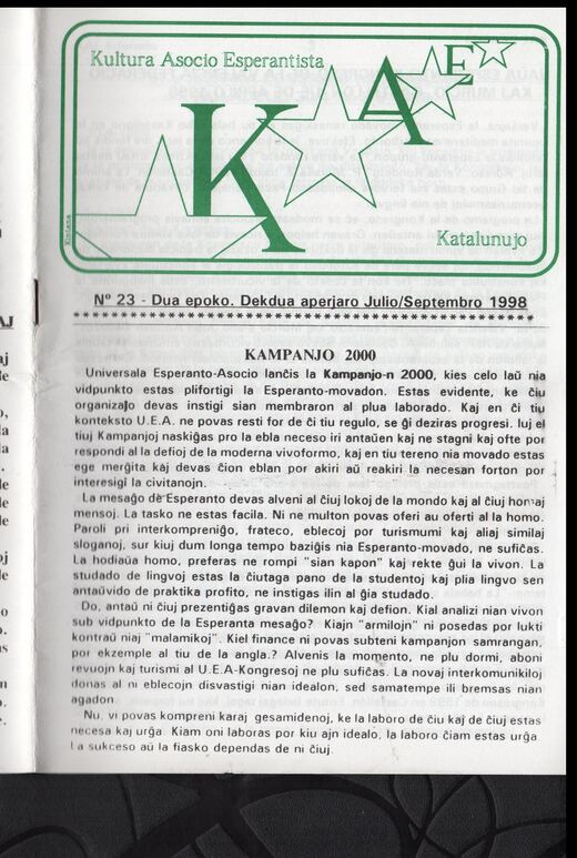 Portada del KAE-Informilo 2.ª época, n.º 23, julio-septiembre de 1998.