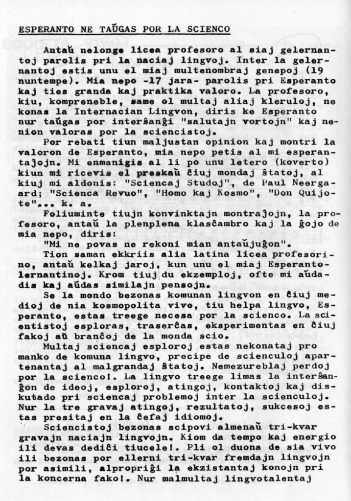 Es pot fer ciència en esperanto. Per què caldria fer-la?